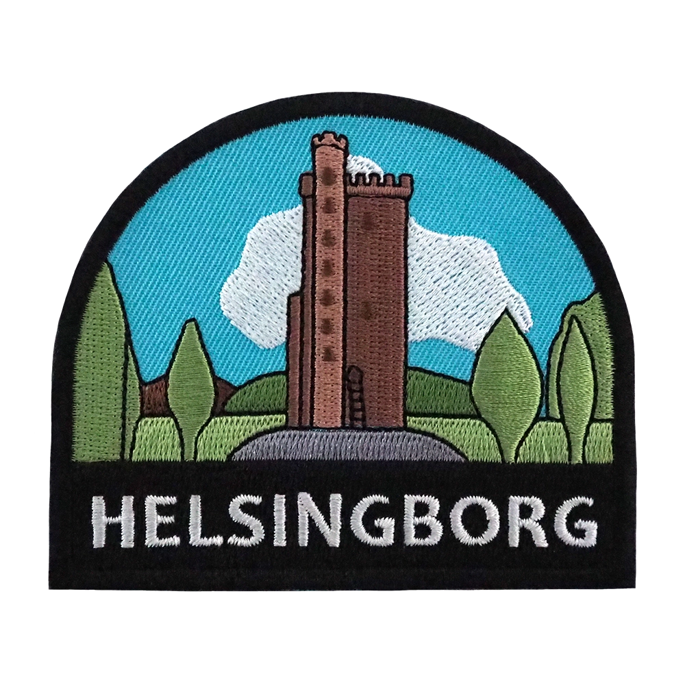 Brodeerattu haalarimerkki, Helsingborg.