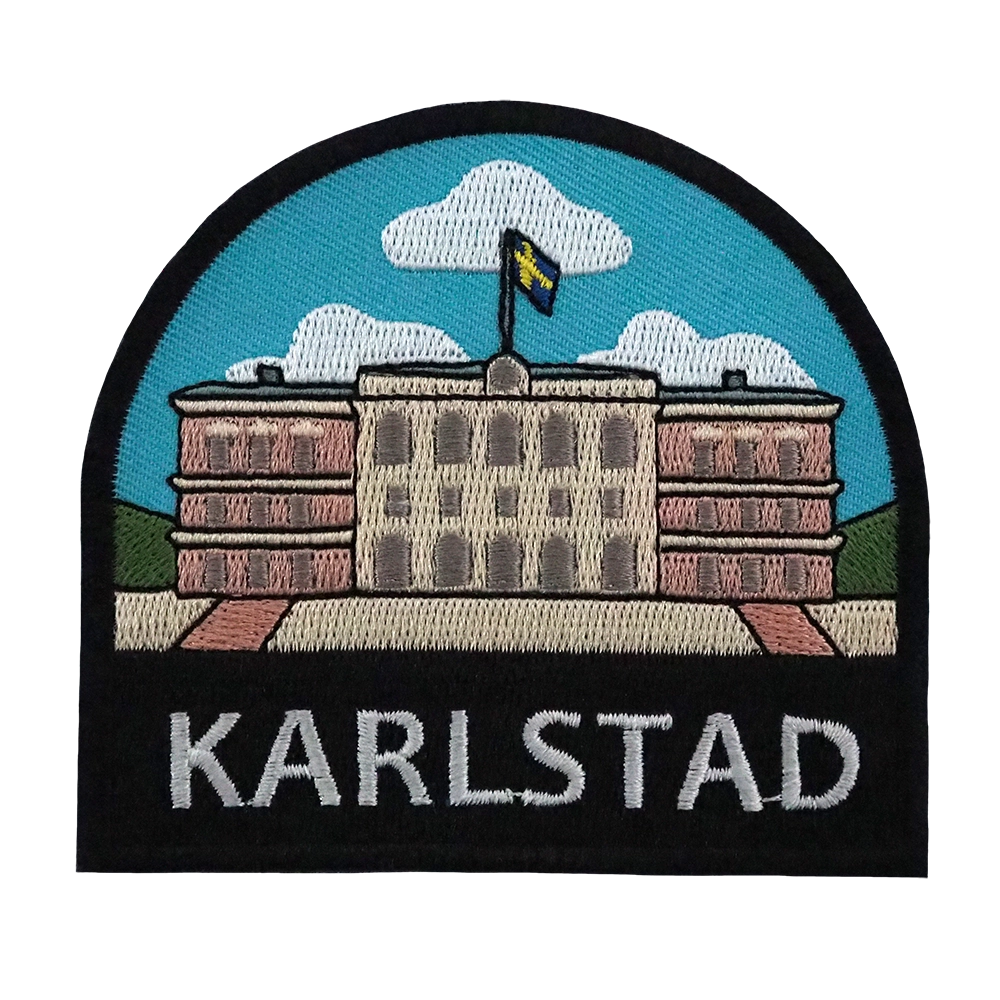 Brodeerattu haalarimerkki, Karlstad.
