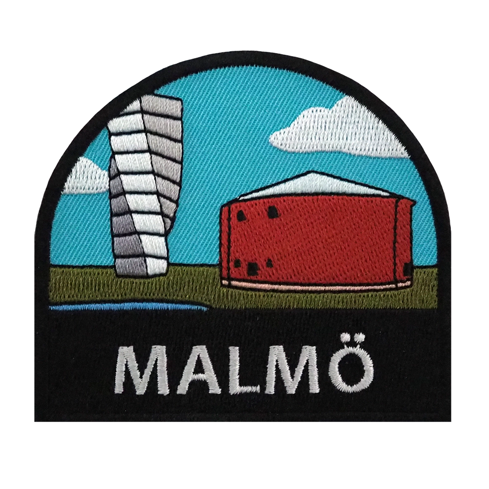 Brodeerattu kangasmerkki, Malmö.