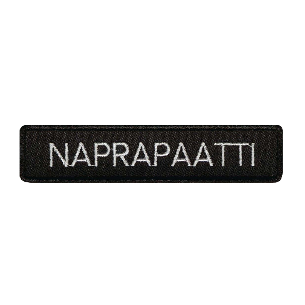 Brodeerattu kangasmerkki, naprapaatti.