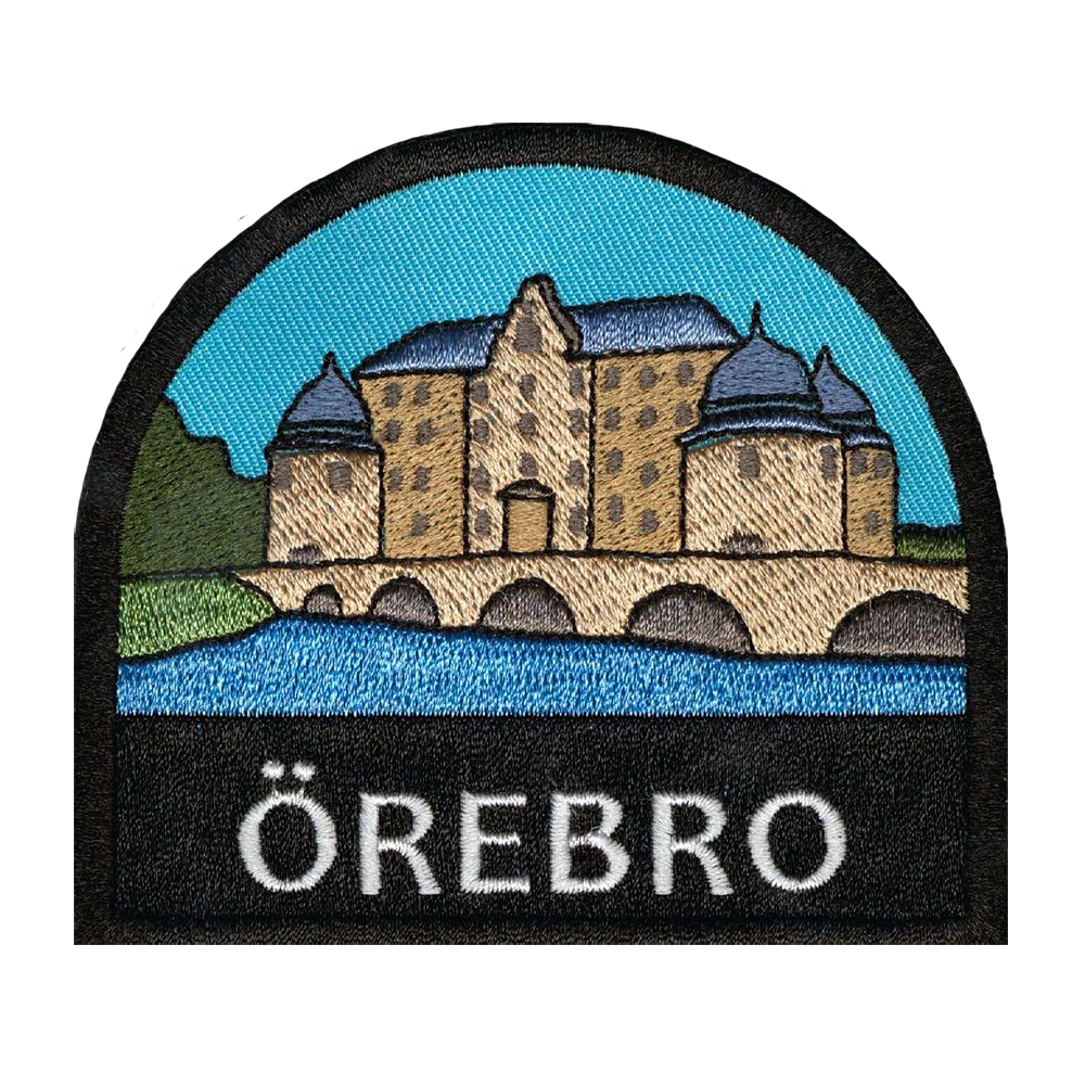 Brodeerattu haalarimerkki, Örebro.