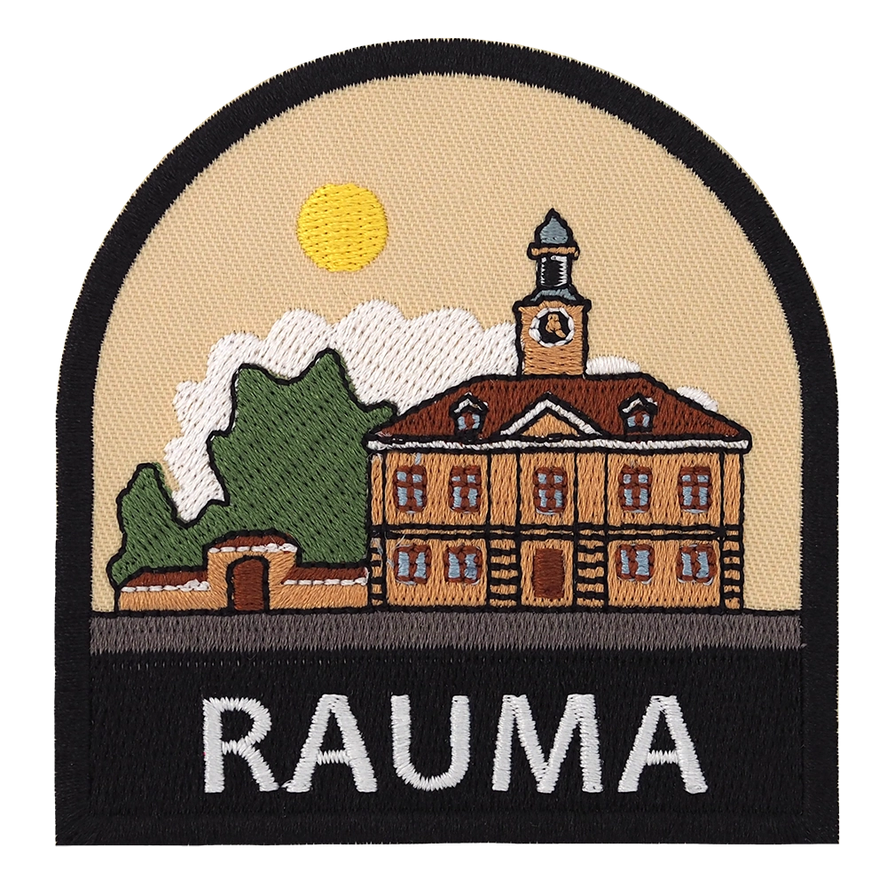 Brodeerattu haalarimerkki, Rauma.