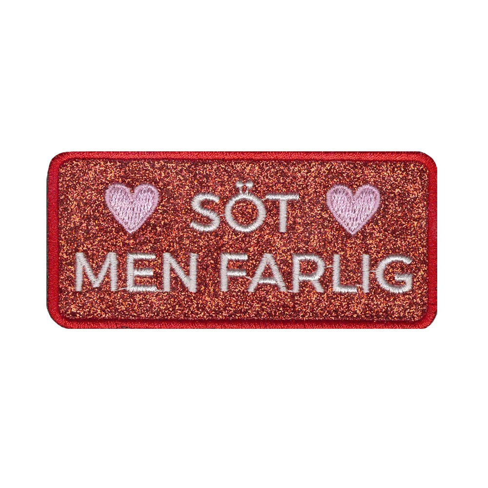 Glitterkankainen haalarimerkki, punainen.