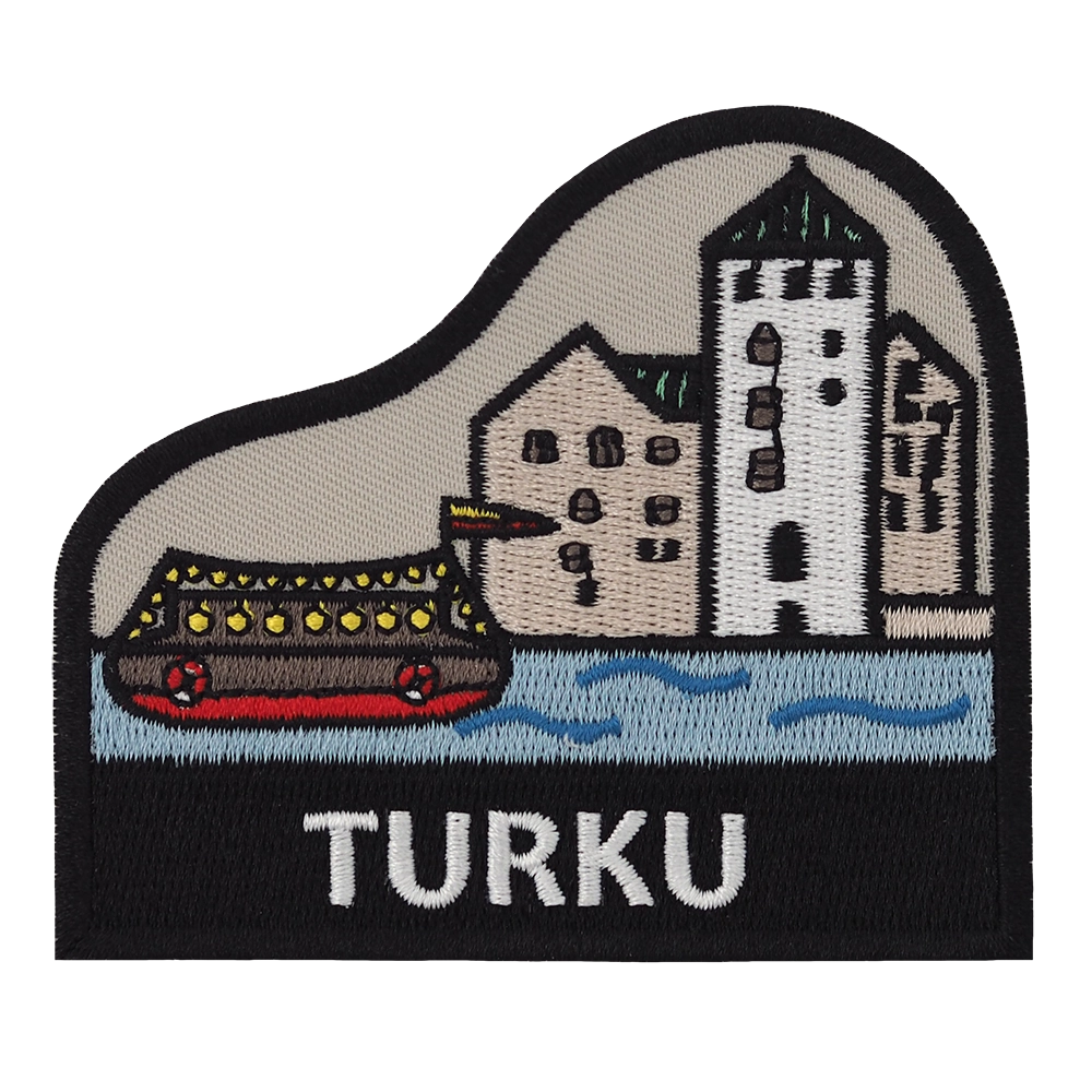 Brodeerattu haalarimerkki, Turku.