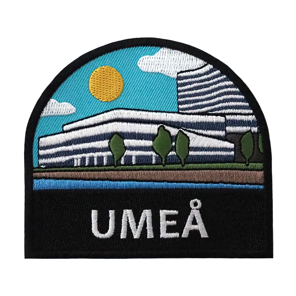 Brodeerattu haalarimerkki, Umeå.