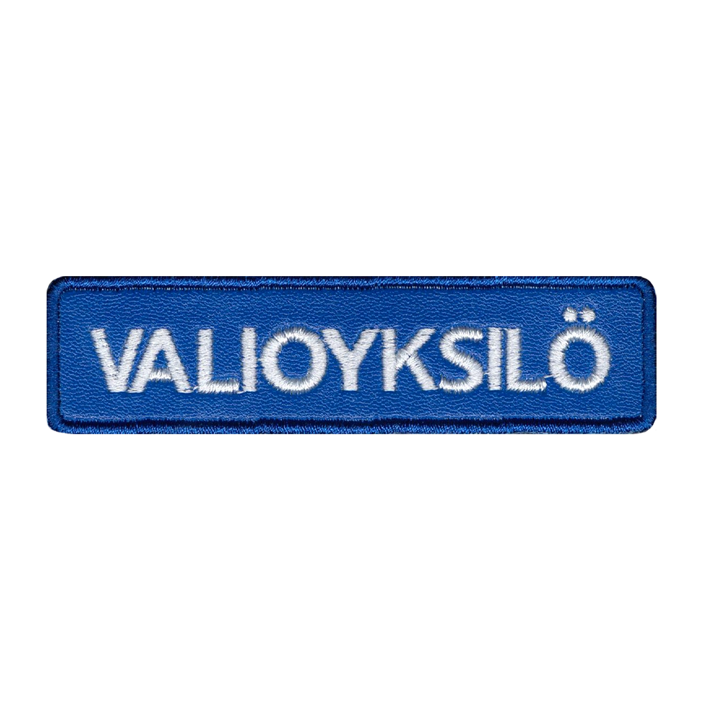 Nahkamerkki, sininen, teksti: valioyksilö.
