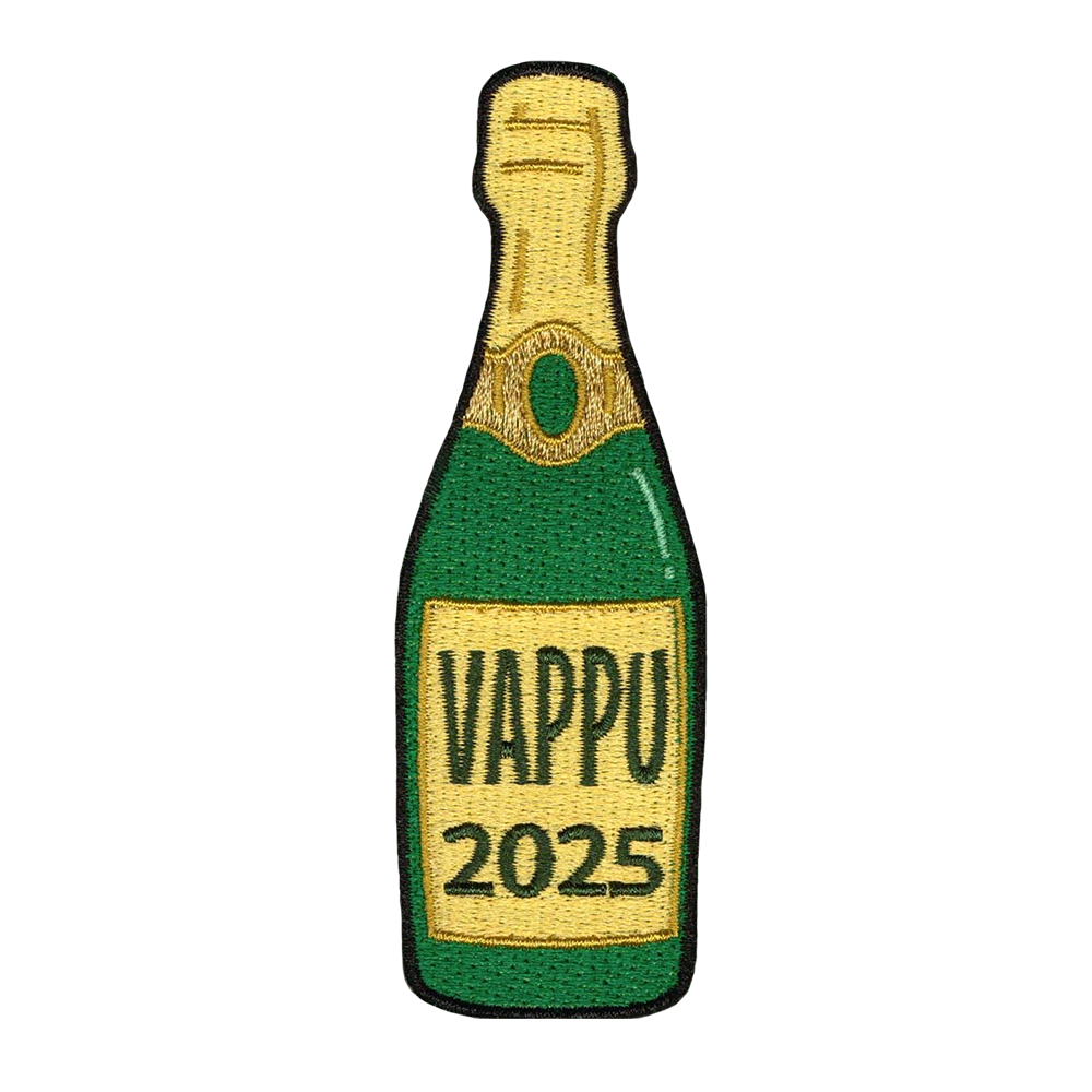 Brodeeerattu kangasmerkki, vappu25.