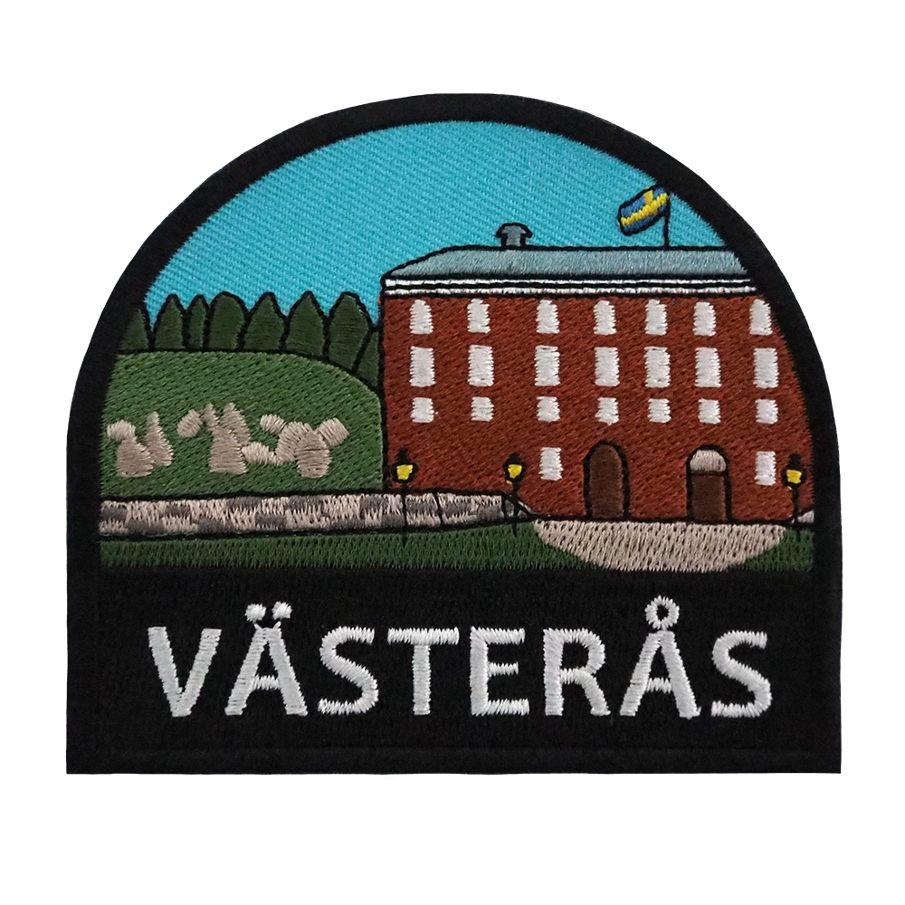 Brodeerattu kangasmerkki, Västerås.