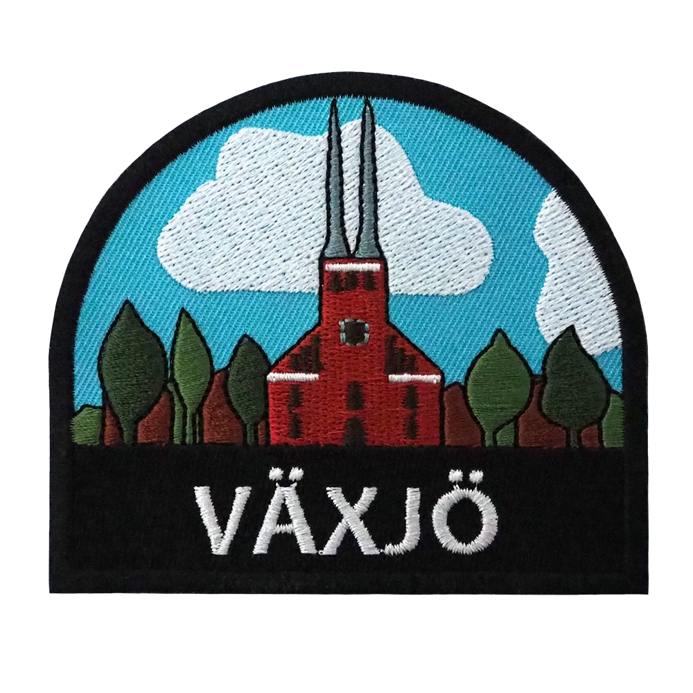 Brodeerattu haalarimerkki, Växjö.