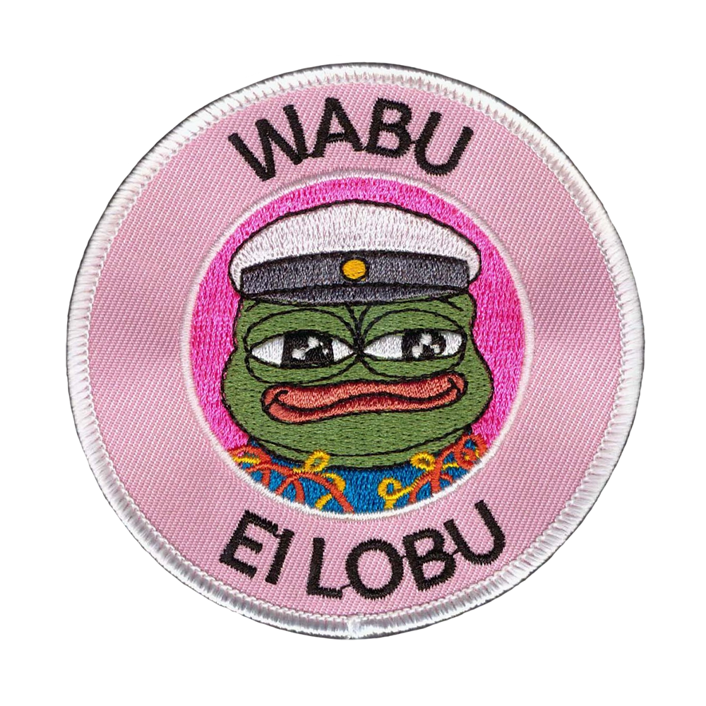 Brodeerattu haalarimerkki, apustaja, teksti: Wabu ei lobu.