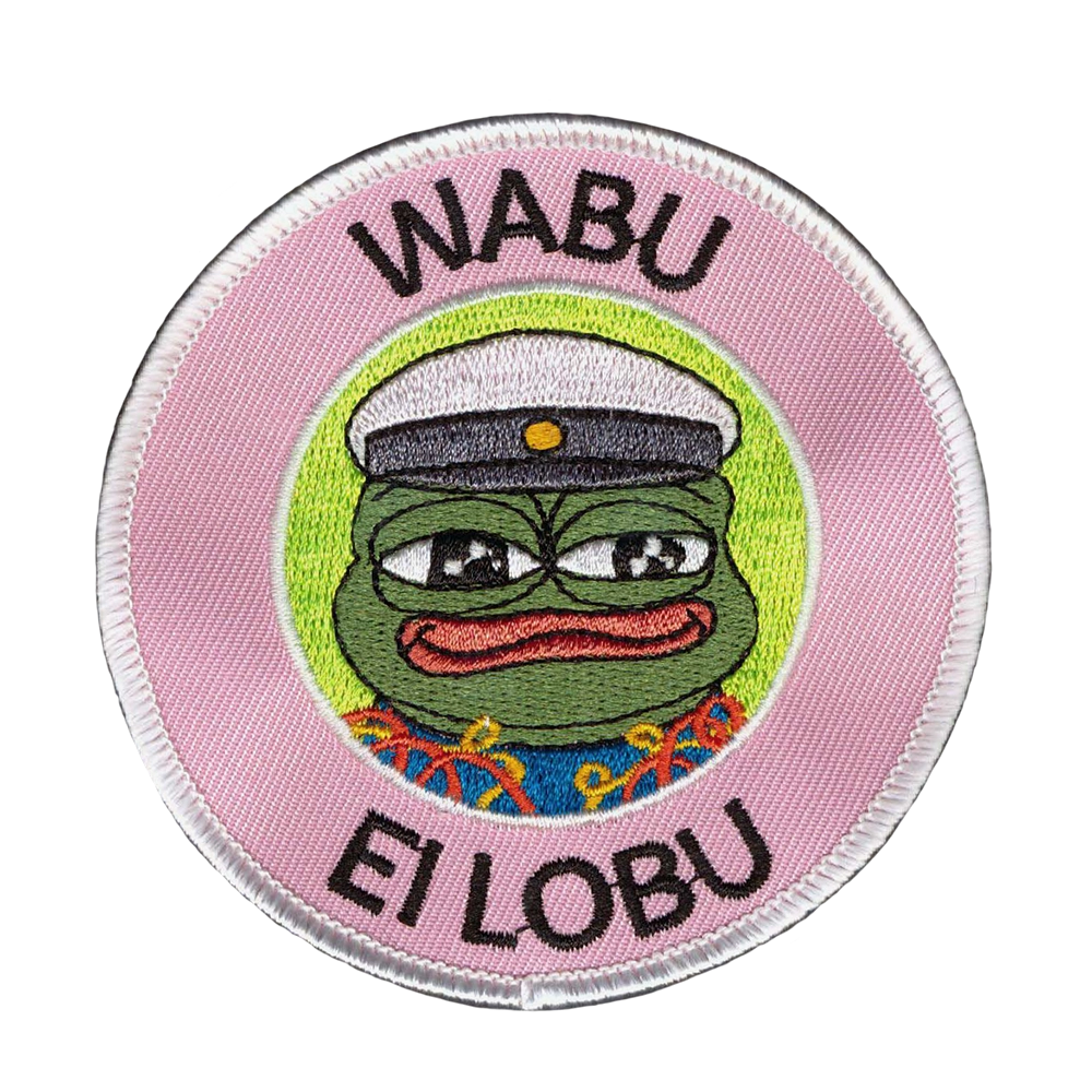 Brodeerattu haalarimerkki, apustaja, teksti: Wabu ei lobu.