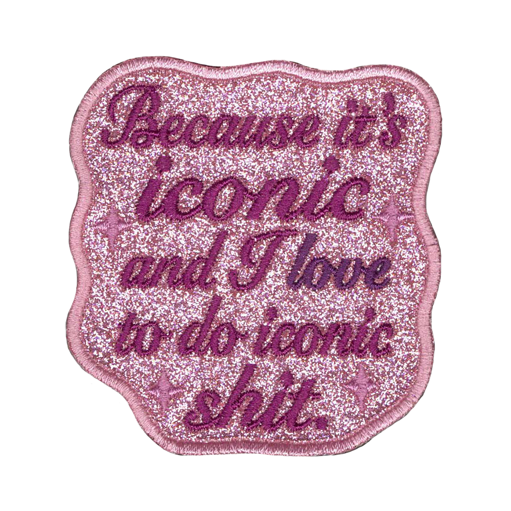 Brodeerattu glittermerkki, pinkki.
