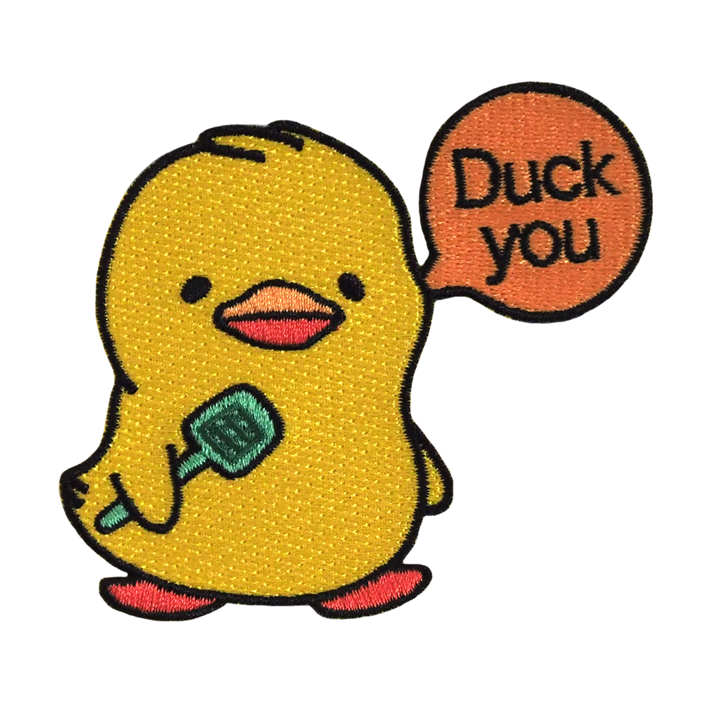 Brodeerattu kangasmerkki, ankka.