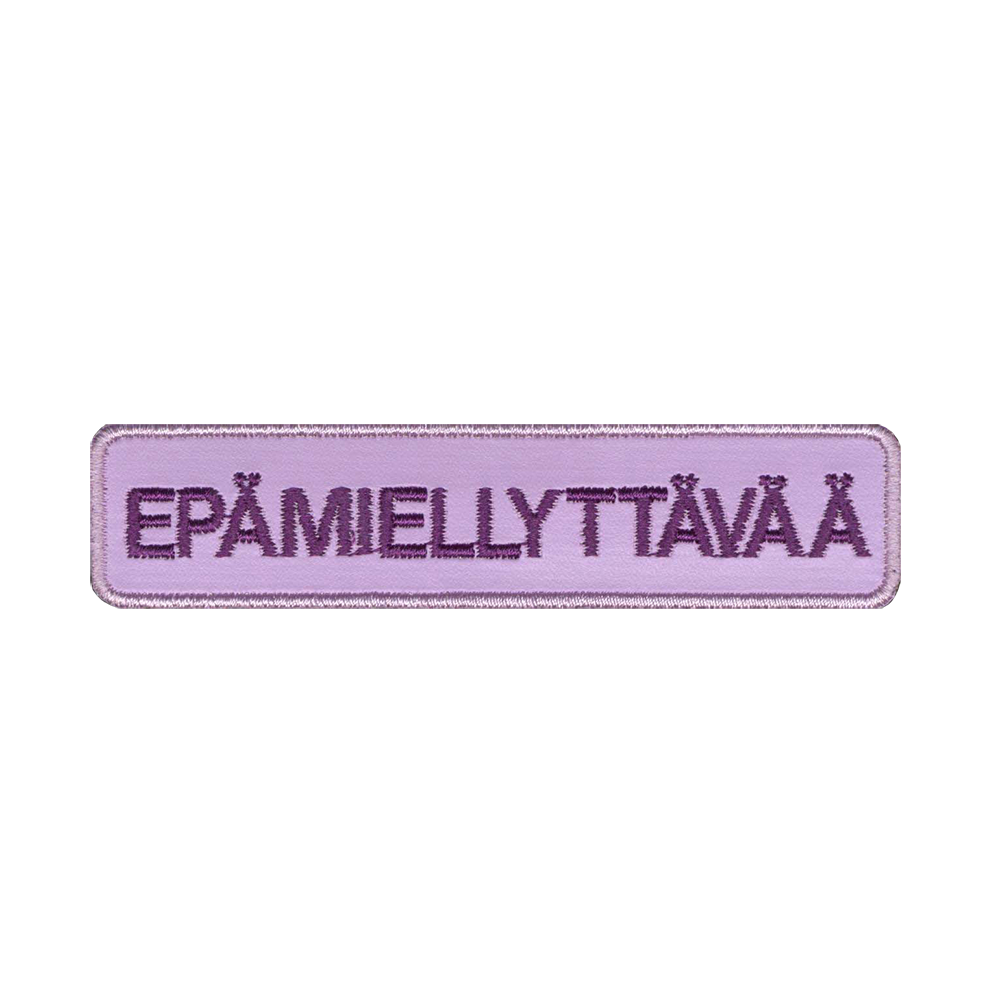 Brodeerattu kangasmerkki, violetti.