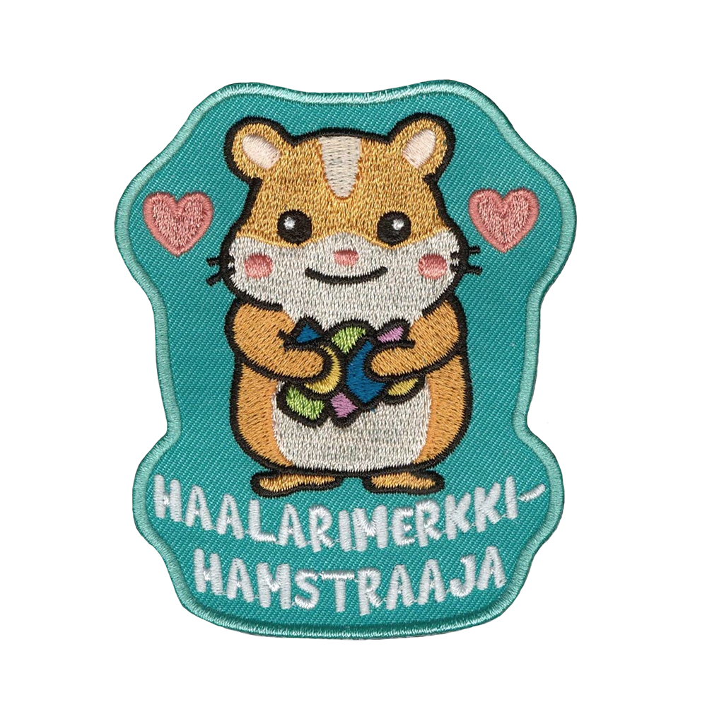 Brodeerattu kangasmerkki, hamsteri.