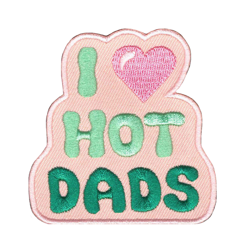 Brodeerattu kangasmerkki, i love hot dads.