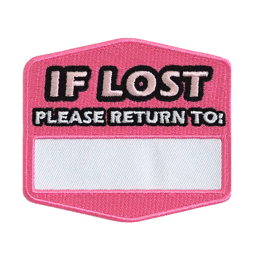 Brodeerattu kangasmerkki.