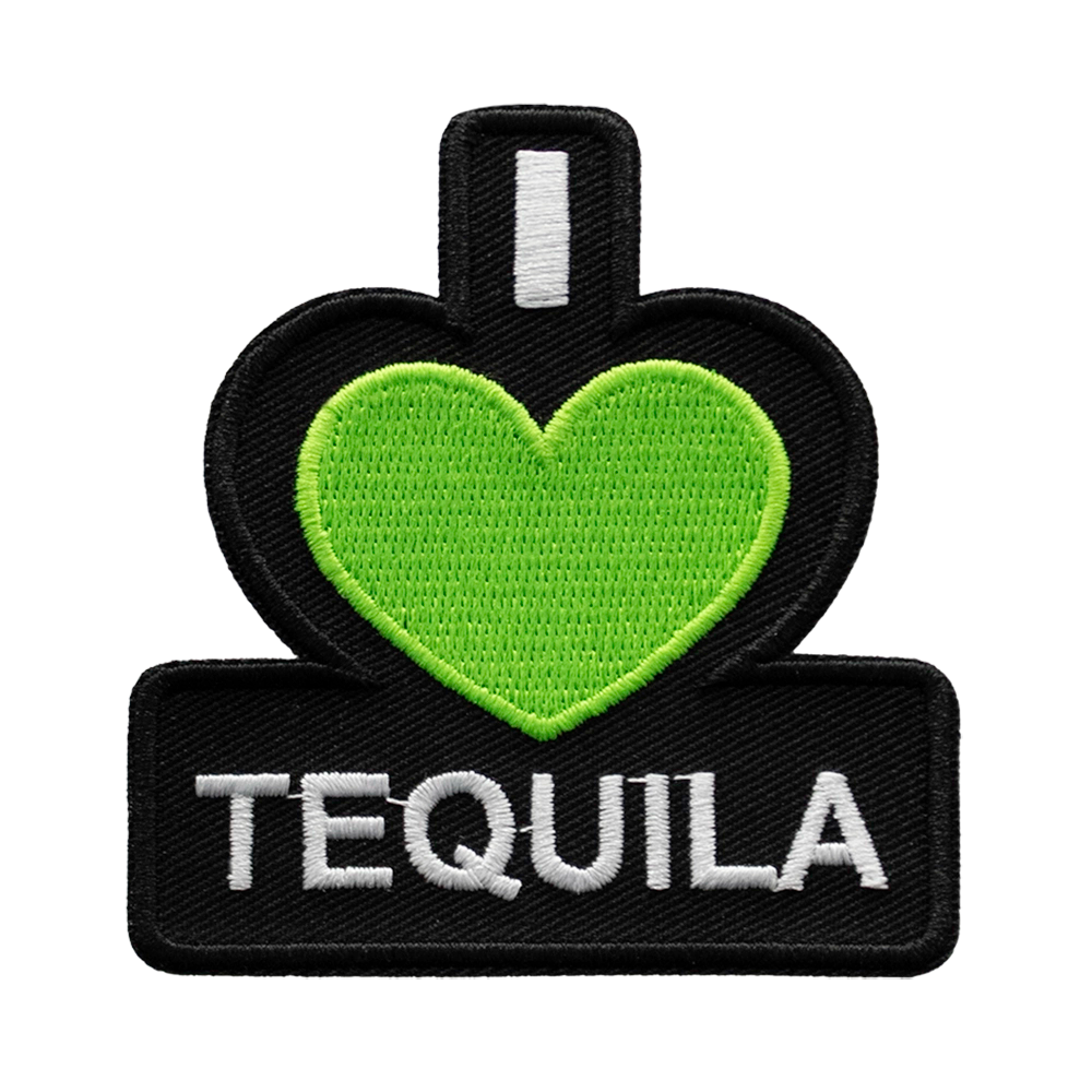 Brodeerattu kangasmerkki, i love tequila.