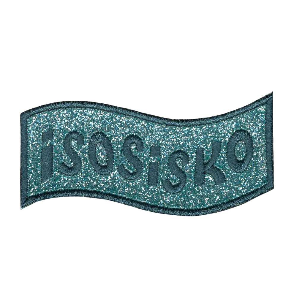 Brodeerattu glitterkangasmerkki, isosisko.