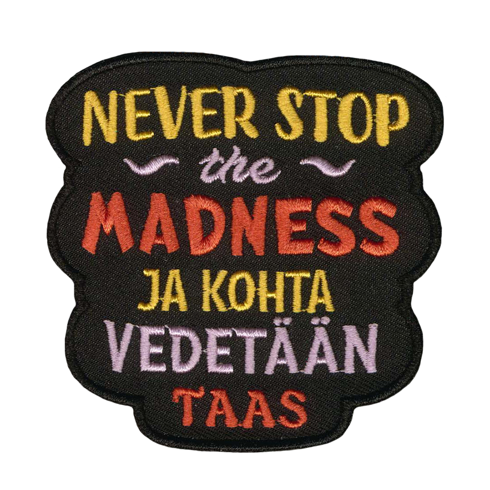 Brodeerattu kangamerkki.