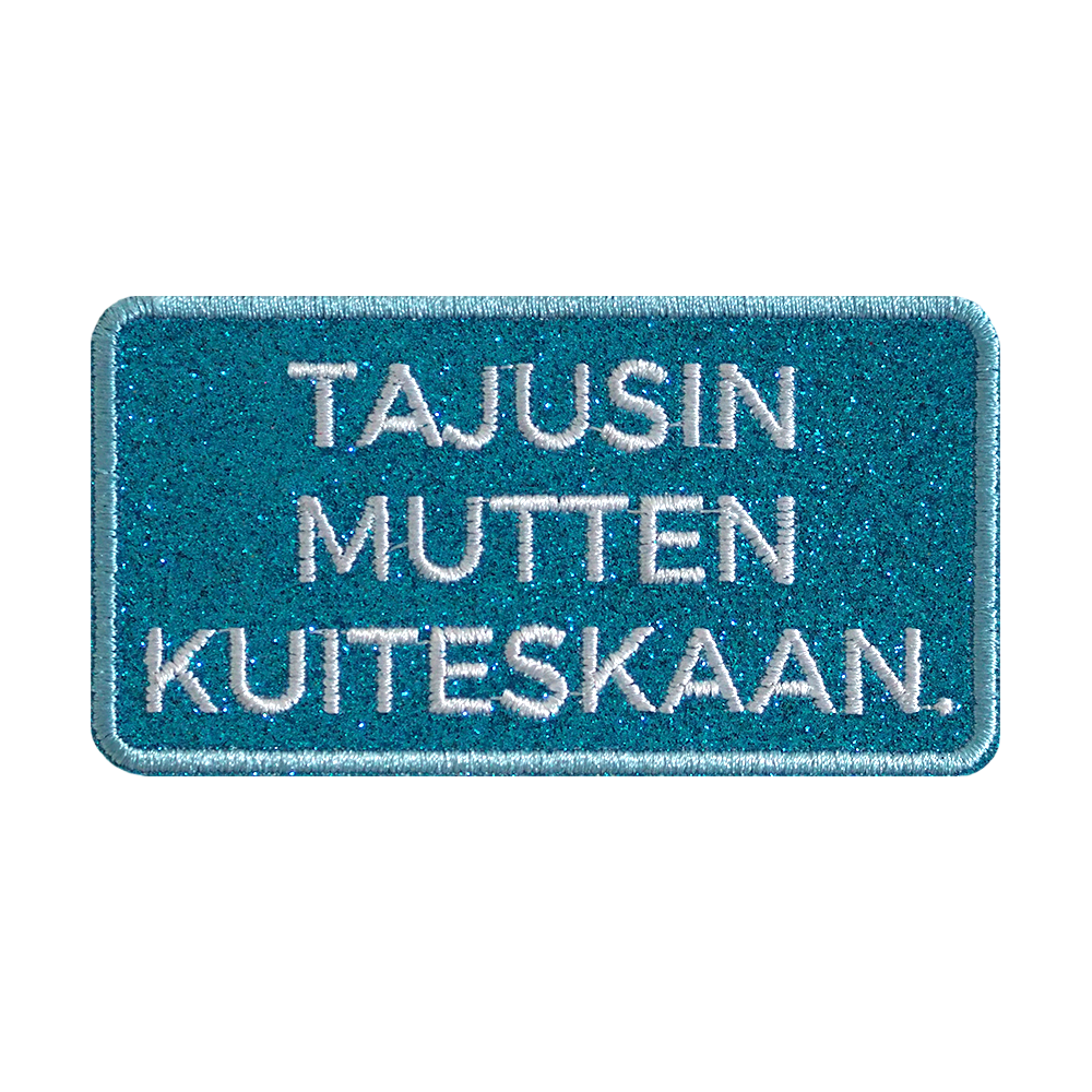 Brodeerattu glittermerkki.