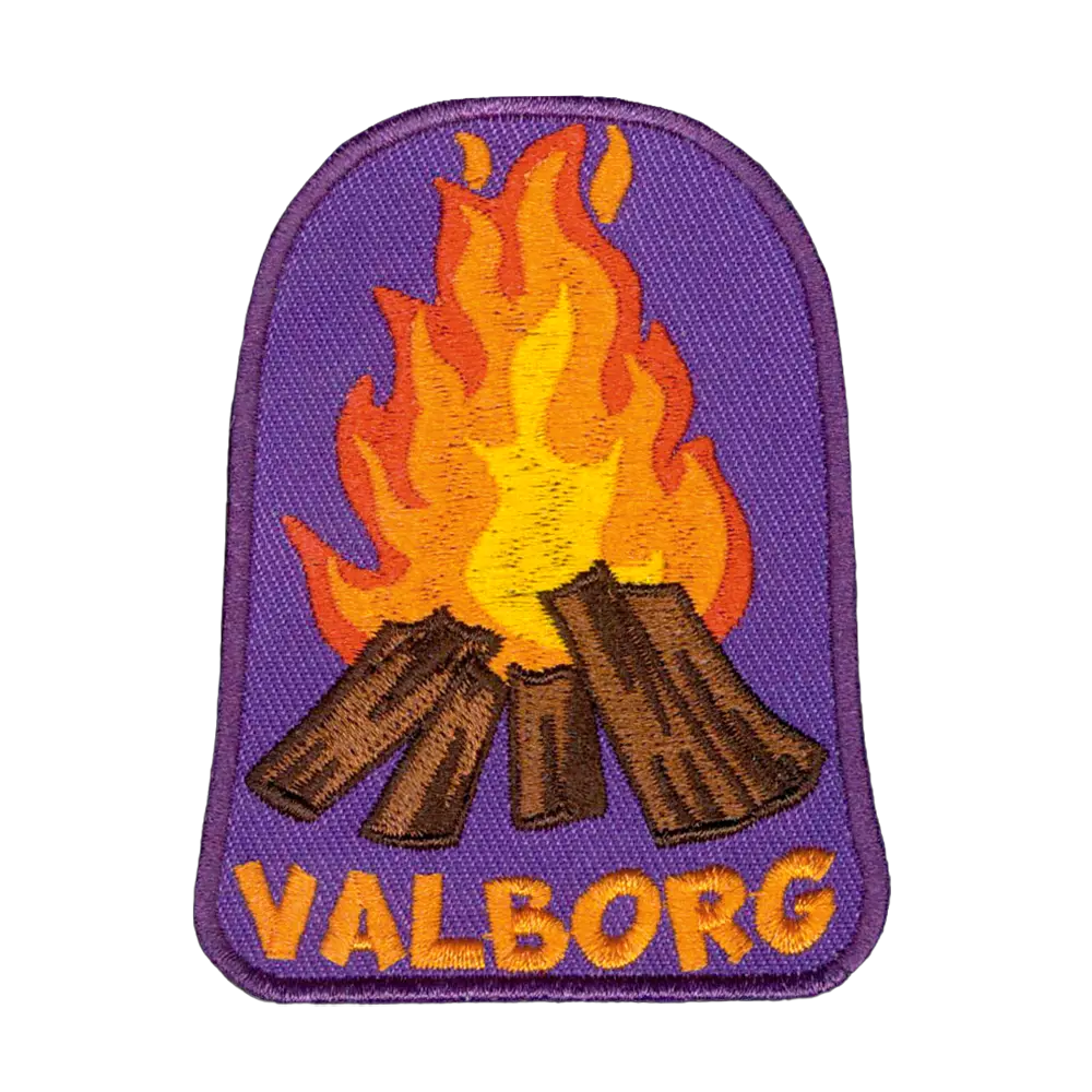 Brodeerattu kangasmerkki, Valborg.